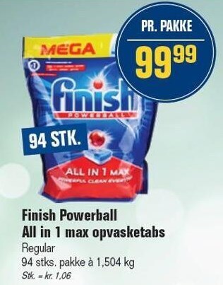 Otto Duborg Finish powerball all in 1 max opvasketabs tilbud