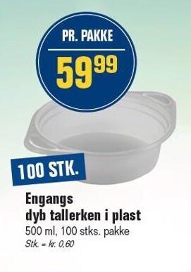 Engangs dyb tallerken i plast