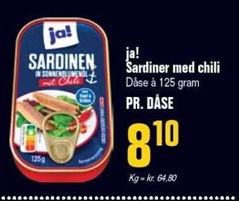 Otto Duborg Ja! sardiner med chili tilbud