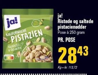 Otto Duborg Ja! ristede og saltede pistacienødder tilbud