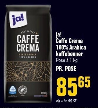 Otto Duborg Ja! caffe crema 100% arabica kaffebønner tilbud