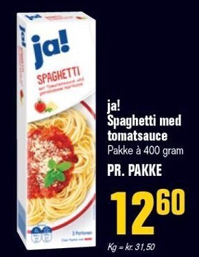 Ja! spaghetti med tomatsauce