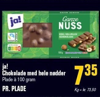 Otto Duborg Ja! chokolade med hele nødder tilbud