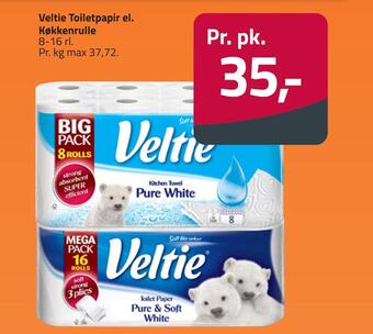 Fleggaard Veltie toiletpapir el. køkkenrulle tilbud