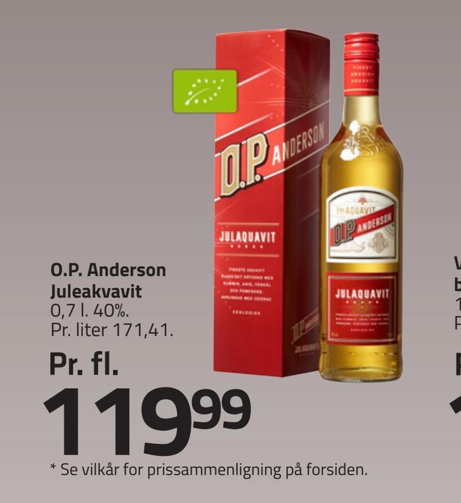O.p. anderson juleakvavit tilbud hos Fleggaard