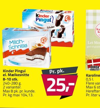 Fleggaard Kinder pingui el. mælkesnitte 8-10 stk tilbud