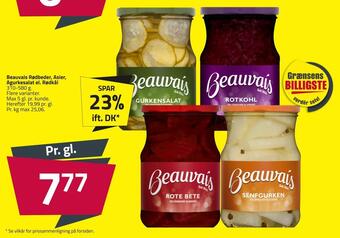Fleggaard Beauvais rødbeder, asier, agurkesalat el. rødkål tilbud