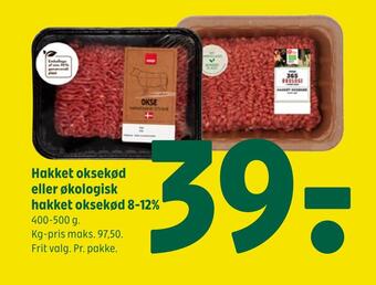 Coop 365 Hakket oksekød eller økologisk hakket oksekød 8-12% tilbud