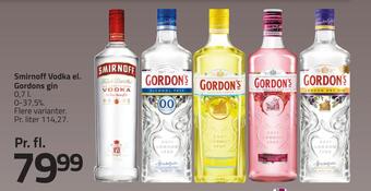 Fleggaard Smirnoff vodka el. gordons gin tilbud