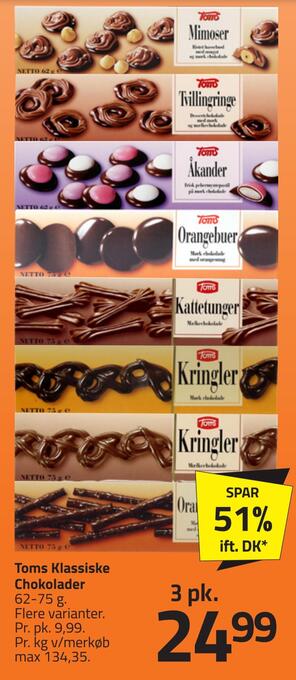 Fleggaard Toms klassiske chokolader tilbud