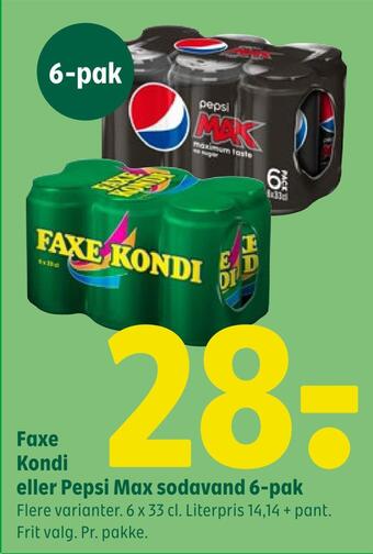 Coop 365 Faxe kondi eller pepsi max sodavand 6-pak tilbud