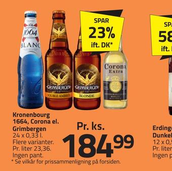 Fleggaard Kronenbourg 1664, corona el. grimbergen tilbud