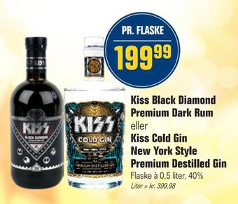 Otto Duborg Kiss black diamond premium dark rum eller kiss cold gin new york style premium destilled gin tilbud