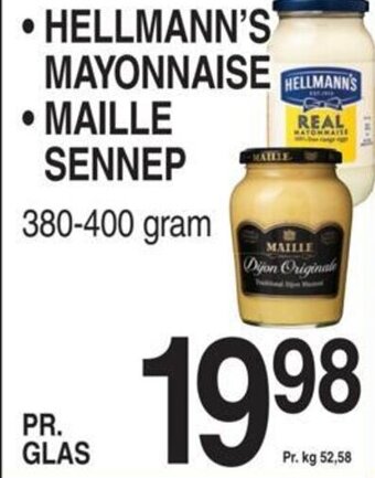 ABC Lavpris HELLMANN'S MAYONNA • MAILLE SENNEP 380-400 gram tilbud