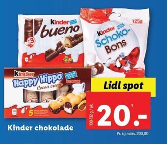 Lidl Kinder chokolade tilbud