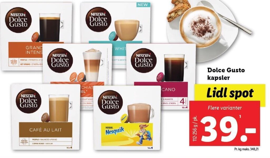 Dolce Gusto kapsler tilbud hos Lidl