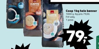 SuperBrugsen Coop 1kg hele bønner tilbud