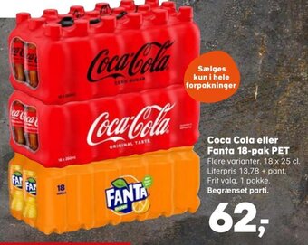 SuperBrugsen Coca Cola eller Fanta 18-pak PET tilbud