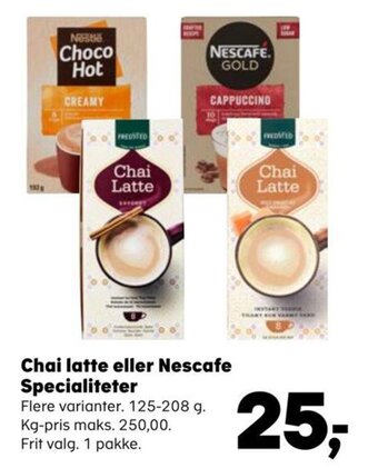 SuperBrugsen Chai latte eller Nescafe Specialiteter tilbud