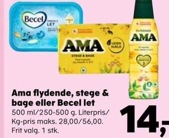 SuperBrugsen Ama flydende, stege & bage eller Becel let tilbud
