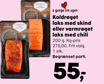 Koldrøget laks med skind eller varmrøget laks med chili