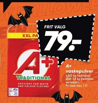 Bilka A+ vaskepulver tilbud