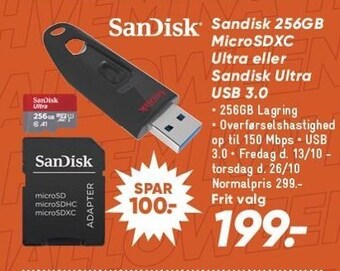 Bilka Sandisk 256gb microsdxc ultra eller sandisk ultra usb 3.0 tilbud