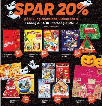 Bilka Spar 20% på slik- og chokoladejulekalendere tilbud
