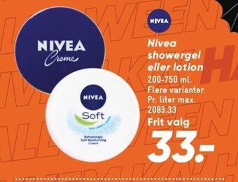 Bilka Nivea showergel eller lotion tilbud