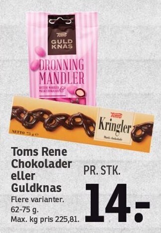 SPAR Toms rene chokolader eller guldknas tilbud