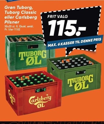 Bilka Grøn tuborg, tuborg classic eller carlsberg pilsner tilbud