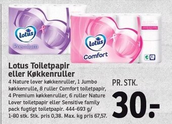 SPAR Lotus toiletpapir eller køkkenruller tilbud