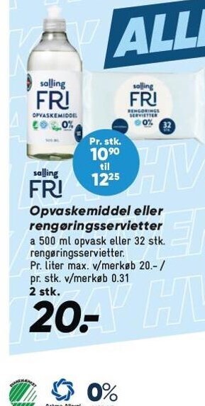 Bilka Opvaskemiddel eller rengøringsservietter tilbud