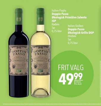 Citti Doppio passo økologisk primitivo salento igp eller doppio passo økologisk grillo dop tilbud