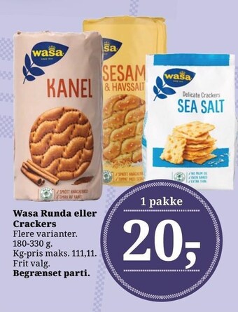 Dagli'Brugsen Wasa runda eller crackers tilbud