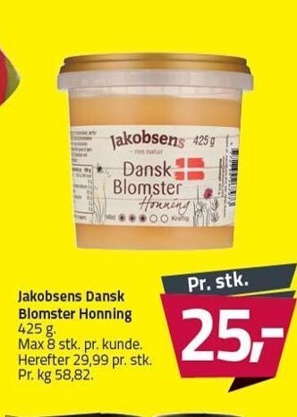 Fleggaard Jakobsens dansk blomster honning tilbud