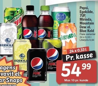 Pepsi, egekilde, 7up, mirinda, mountain dew el. blue keld