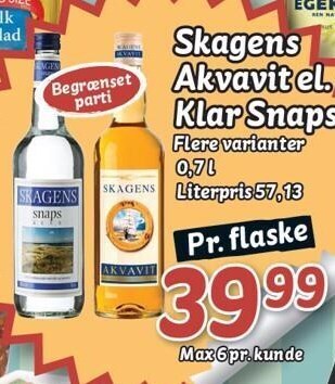 Fakta Tyskland Skagens akvavit el. klar snaps tilbud