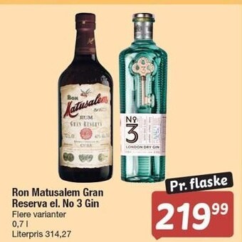 Ron matusalem gran reserva el. no 3 gin