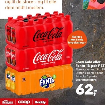 Kvickly Coca cola el. fanta 18-pak pet tilbud