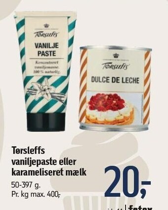 Tørsleffs vaniljepaste eller karameliseret mælk