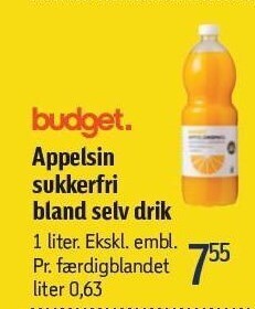 Føtex Budget appelsin sukkerfri bland selv drik tilbud