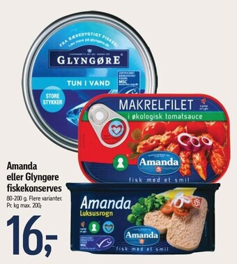 Føtex Amanda eller glyngøre fiskekonserves tilbud