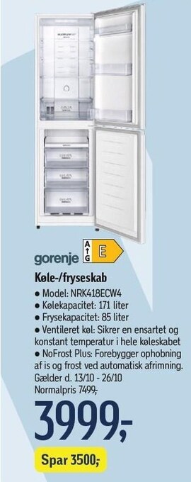 Føtex Køle-/fryseskab tilbud