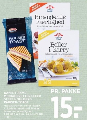 MENY Danish prime middagsretter eller steff houlberg pariser-toast tilbud