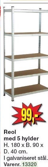 Harald Nyborg Reol med 5 hylder tilbud