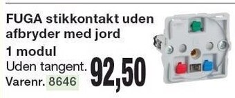 Harald Nyborg Fuga stikkontakt uden afbryder med jord 1 modul tilbud