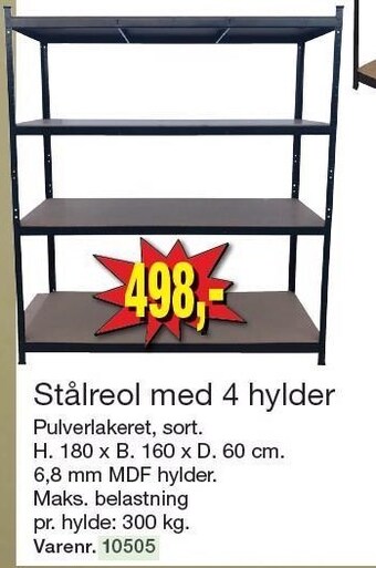 Harald Nyborg Stålreol med 4 hylder tilbud