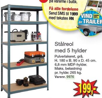 Harald Nyborg Stålreol med 5 hylder tilbud