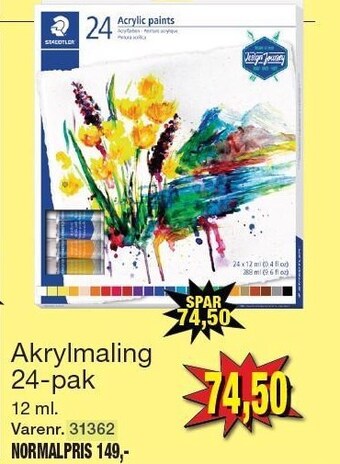 Harald Nyborg Staedtler akrylmaling 24-pak tilbud
